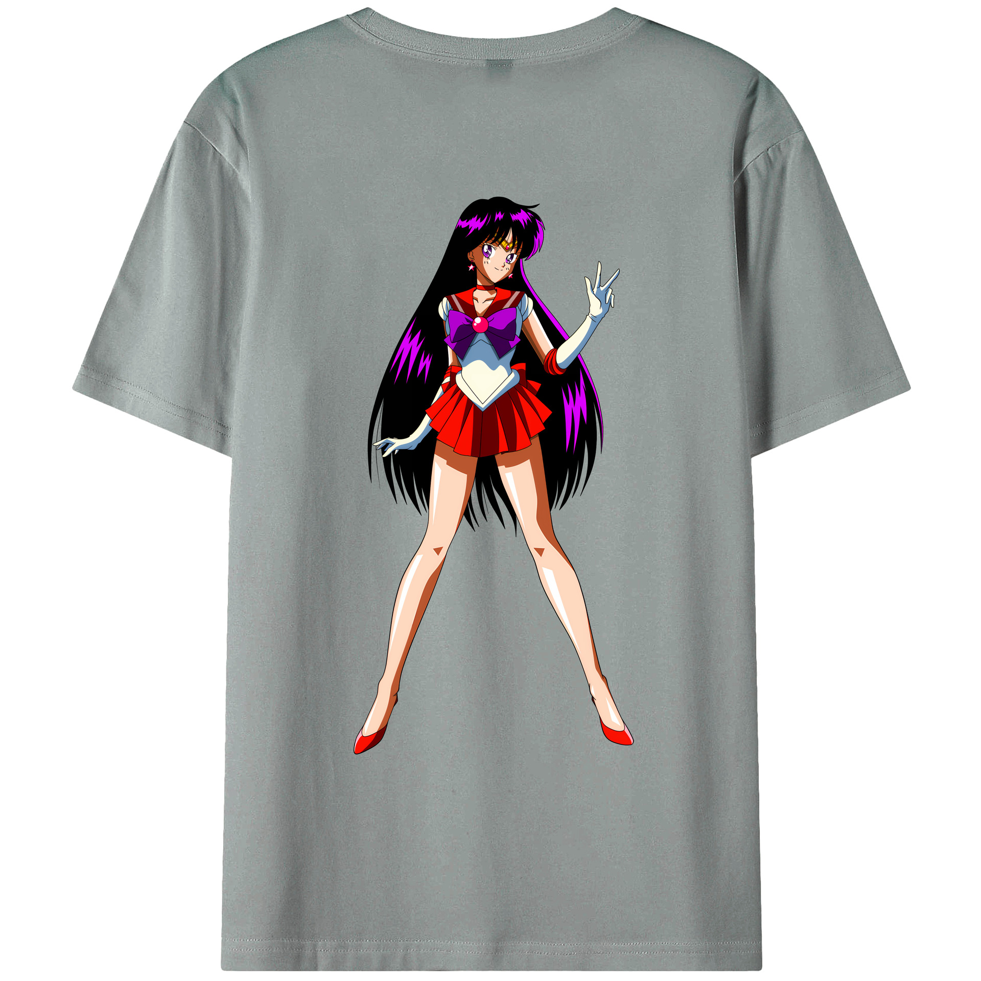 （画像用） 美少女戦士セーラームーン 火野レイ ひの レイ Sailor Moon Hino Rei （セーラーマーズ,Sailor Mars） 綿100％ メンズ半袖Tシャツ（バックプリント） 通気性